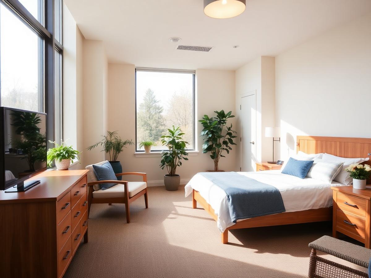 Bright, comfortable assisted living room